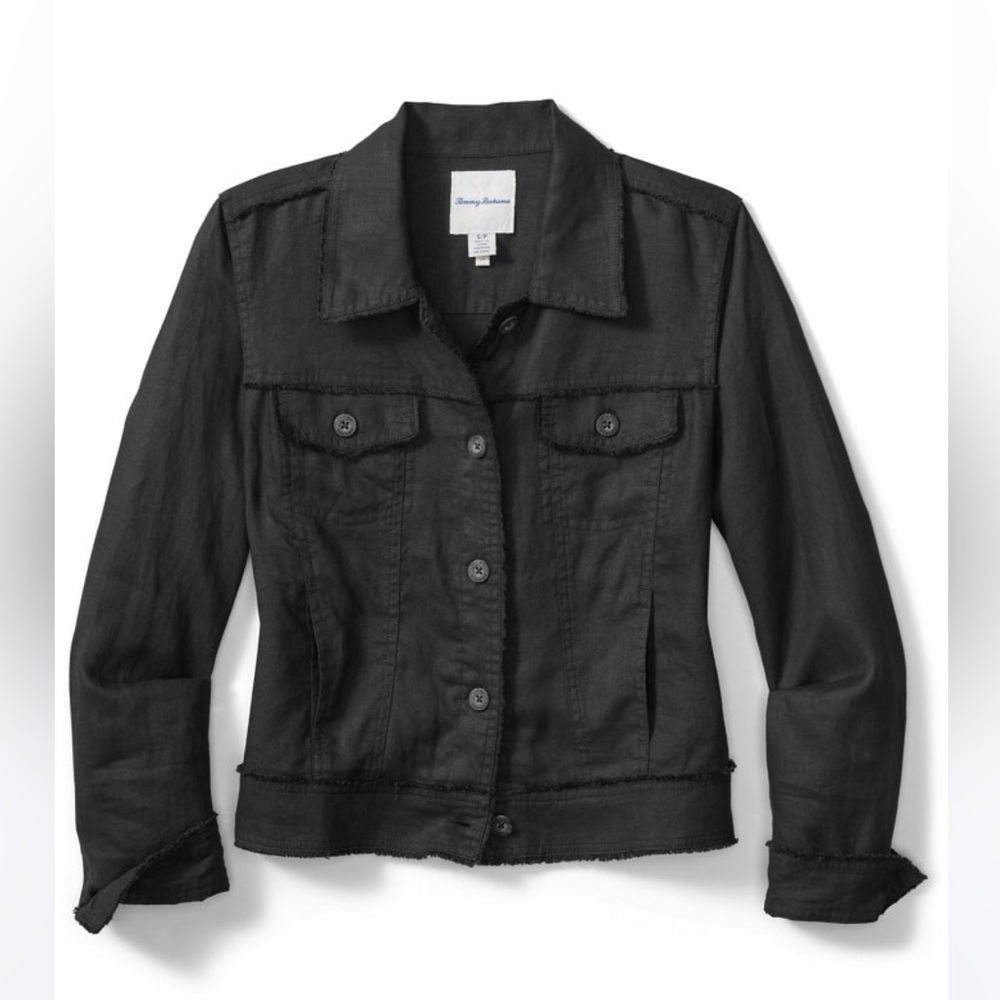 Tommy Bahama Two Palms Linen Raw Edge Jacket Black Size L